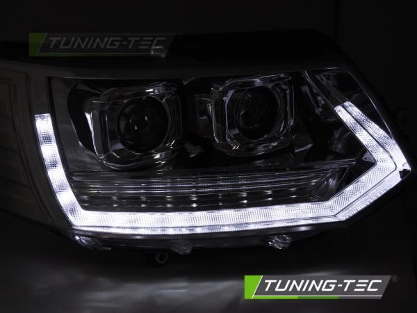 Ugrade Design Voll LED Tagfahrlicht Scheinwerfer für VW T5 GP (Facelift) 10-15 schwarz mit dynamischen LED Blinker und Welcome Funktion!