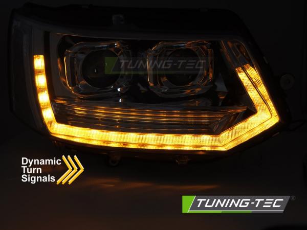 Ugrade Design Voll LED Tagfahrlicht Scheinwerfer für VW T5 GP (Facelift) 10-15 schwarz mit dynamischen LED Blinker und Welcome Funktion!