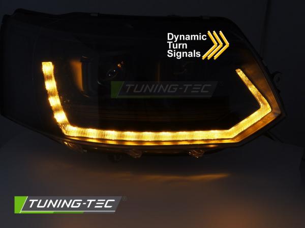 Ugrade Design Voll LED Tagfahrlicht Scheinwerfer für VW T5 GP (Facelift) 10-15 schwarz mit dynamischen LED Blinker und Welcome Funktion!