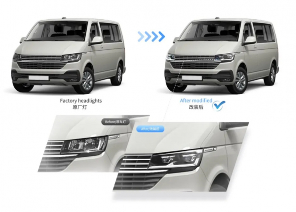 Voll LED "Specialized" Tagfahrlicht Scheinwerfer für VW T6.1 19+ schwarz mit LED Blinker