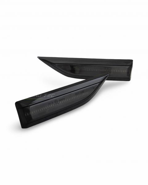 Sparpaket - Voll LED Tagfahrlicht Scheinwerfer Set für VW T6 15-19 schwarz mit statischen LED Blinker + Voll LED Rückleuchten schwarz mit sequentiellen Start Laufblinker + LED Seitenblinker