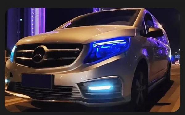 Sparpaket - Upgrade Design VOLL LED Tagfahrlicht Scheinwerfer für Mercedes Benz V-Klasse / Vito W447 14-23 schwarz mit LED Blinker + LED Upgrade Design  Rückleuchten Set für Mercedes Benz Vito W447 14-23 schwarz/rauch