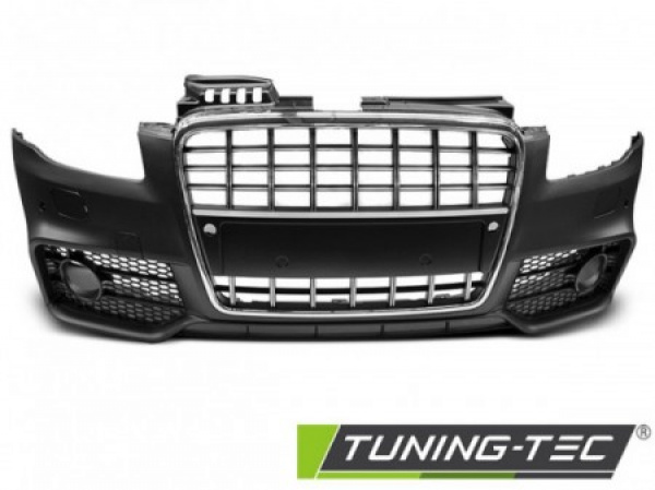 Upgrade Design Frontstoßstange für Audi A4 B7 (8E) 04-08 inkl. Zubehör schwarz/chrom mit PDC