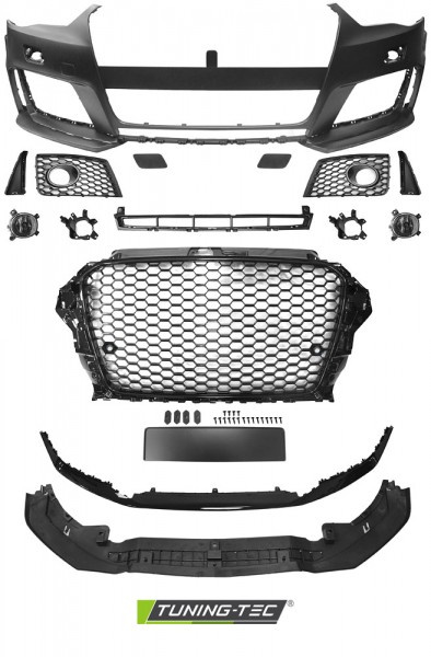 Upgrade Design Frontstoßstange für Audi A3 8V 12-16 inkl. Zubehör in Hochglanz schwarz mit PDC