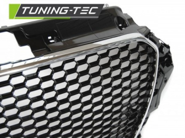 Upgrade Design Frontstoßstange für Audi A3 8V 12-16 inkl. Zubehör in Hochglanz schwarz/chrom mit PDC