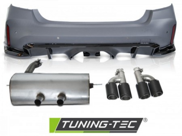 Upgrade Design Heckstoßstange für BMW 3er F30 Lim. 11-18 mit PDC und Auspuffanlage + Endrohren