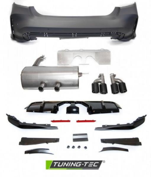 Upgrade Design Heckstoßstange für BMW 3er F30 Lim. 11-18 mit PDC und Auspuffanlage + Endrohren