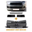 Paket-Upgrade Design Kühlergrill + Set Gitter Grill Einsatz Stoßstange vorne unten Hochglanz Schwarz-für Volkswagen T6 15-19 Hochglanz-schwarz
