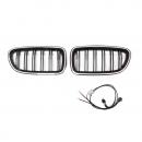 LED-Kühlergrill mit Doppellamellen in Schwarz glänzend für BMW 5er F10 2010–2017