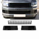 Set Gitter Grill Einsatz Stoßstange vorne unten Hochglanz Schwarz passt für VW T6 ab 2015-2019