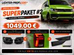 Voll-LED-Tagfahrlicht-Scheinwerfer-Set mit Welcome Funktion + Voll-LED-Lightbar-Design-Rückleuchten-Set + dynamischem LED-Blinker passend für VW T6 15-19 (Heckklappe/Halogen)