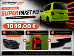 Voll-LED-Black-Edition-Tagfahrlicht-Scheinwerfer-Set mit Welcome Funktion + Voll-LED-Lightbar-Design-Rückleuchten-Set + dynamischem LED-Blinker passend für VW T6 15-19 (Heckklappe/Halogen)