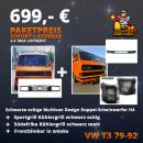 Top Angebot Schwarze eckige Multivan Doppelscheinwerfer + Sportgrill schwarz eckig + Südafrika Kühlergrill schwarz matt + Frontblinker smoke VW T3 Bus BJ 1979 - 1992