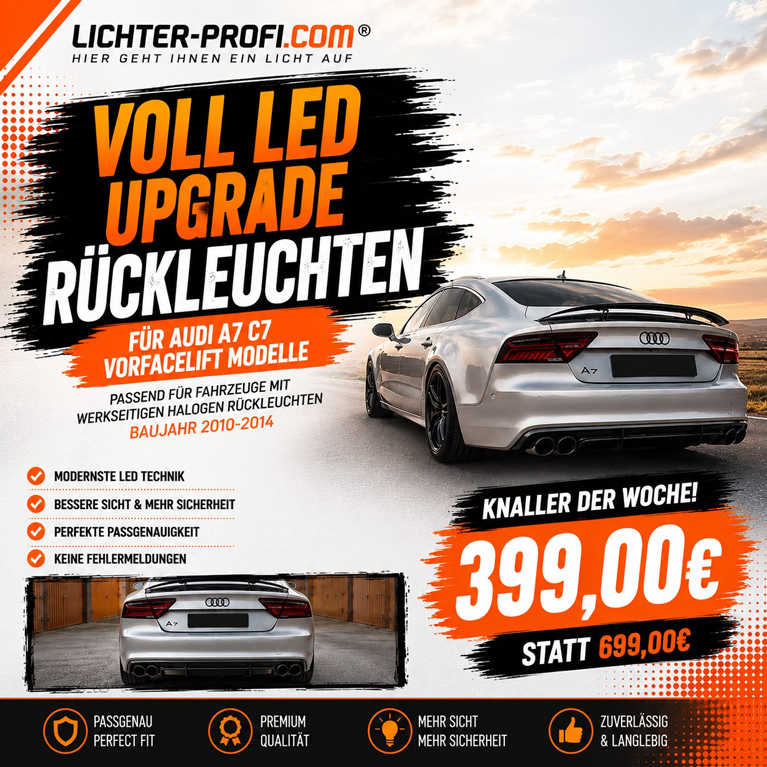 Voll LED Lightbar Design Rückleuchten passend für Audi A7 C7 (Vorfacelift) 10-14 rot/rauch
