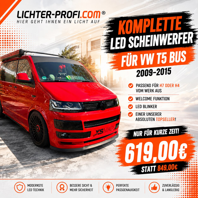 Komplette LED Scheinwerfer VW T5 Bus