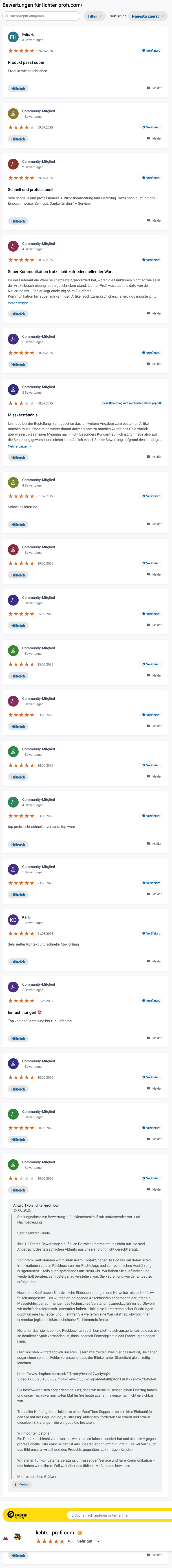 Lichter-Profi.com Bewertungen