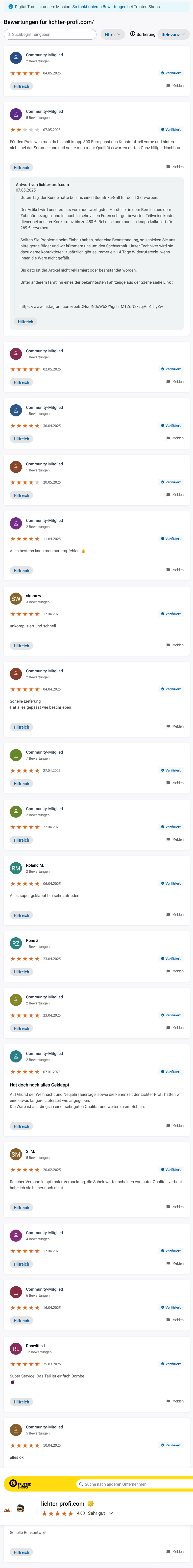 Lichter-Profi.com Bewertungen