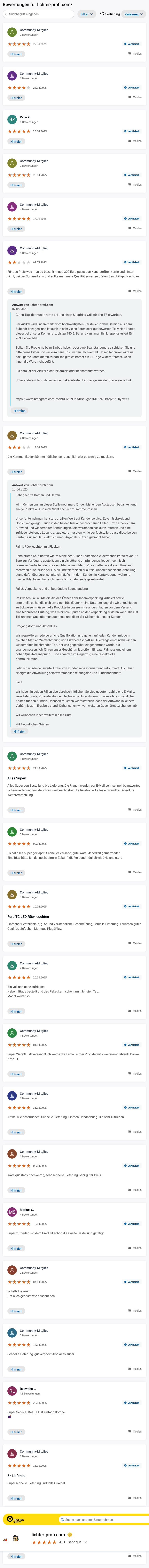 Lichter-Profi.com Bewertungen
