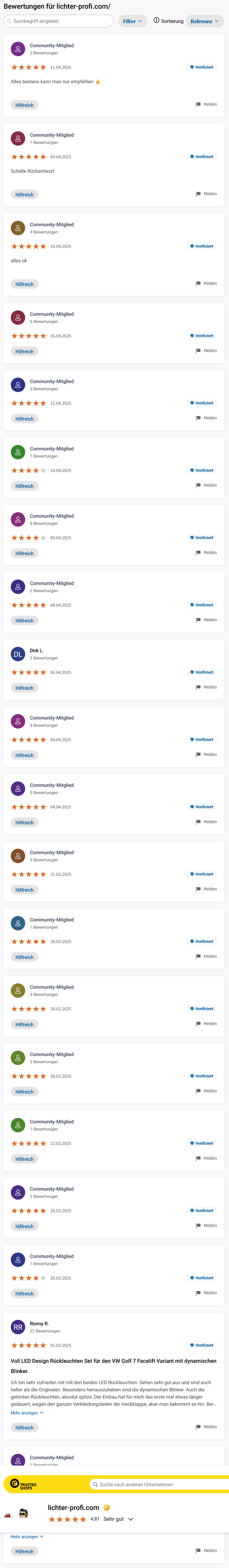 Lichter-Profi.com Bewertungen