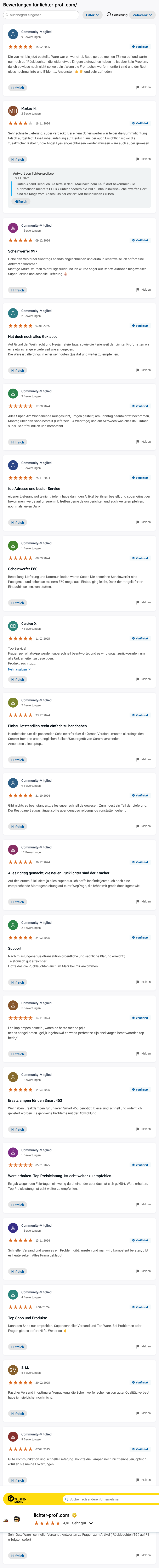 Lichter-Profi.com Bewertungen