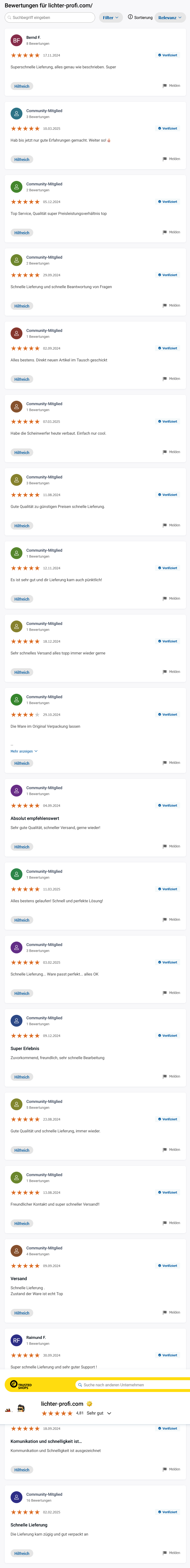Lichter-Profi.com Bewertungen