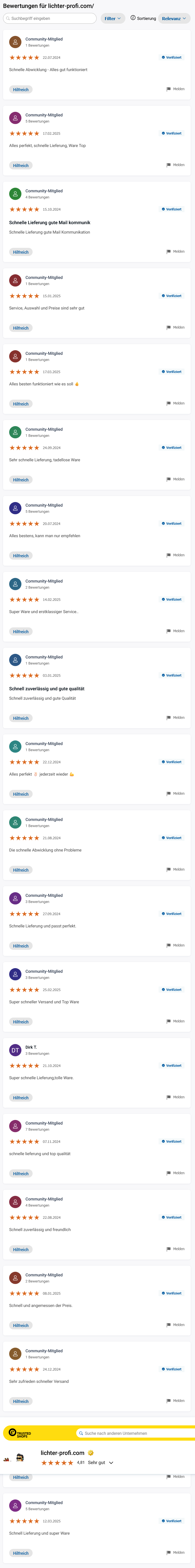 Lichter-Profi.com Bewertungen